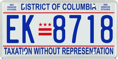 DC license plate EK8718