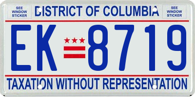 DC license plate EK8719