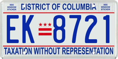 DC license plate EK8721