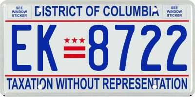 DC license plate EK8722