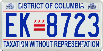 DC license plate EK8723