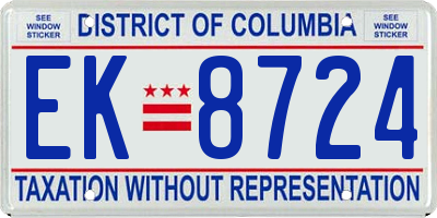 DC license plate EK8724