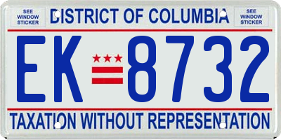 DC license plate EK8732