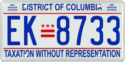 DC license plate EK8733