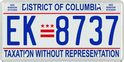 DC license plate EK8737