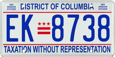 DC license plate EK8738