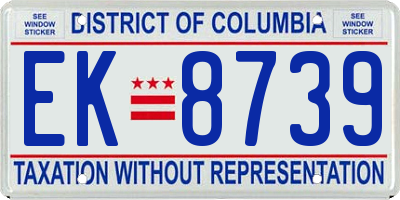 DC license plate EK8739