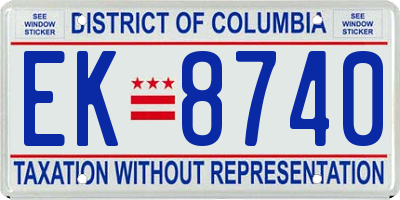 DC license plate EK8740