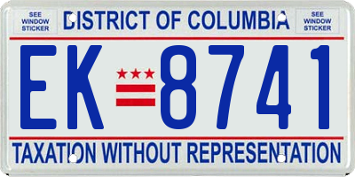 DC license plate EK8741