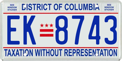 DC license plate EK8743