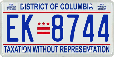 DC license plate EK8744