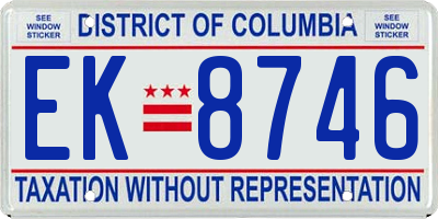 DC license plate EK8746