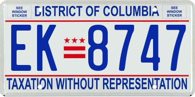 DC license plate EK8747