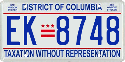 DC license plate EK8748