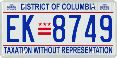 DC license plate EK8749