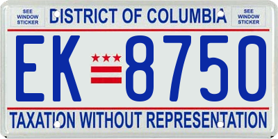 DC license plate EK8750