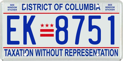 DC license plate EK8751