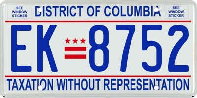 DC license plate EK8752