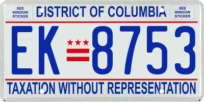 DC license plate EK8753