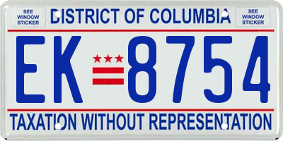 DC license plate EK8754