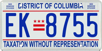 DC license plate EK8755