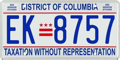 DC license plate EK8757