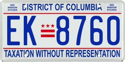 DC license plate EK8760