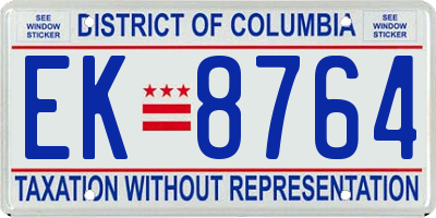 DC license plate EK8764