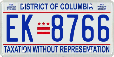 DC license plate EK8766