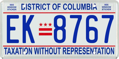 DC license plate EK8767