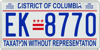 DC license plate EK8770