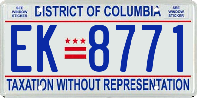 DC license plate EK8771