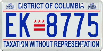 DC license plate EK8775