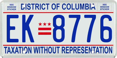 DC license plate EK8776