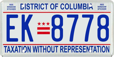 DC license plate EK8778