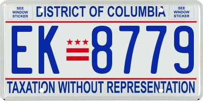 DC license plate EK8779