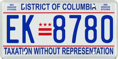 DC license plate EK8780