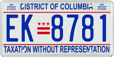 DC license plate EK8781