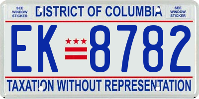 DC license plate EK8782