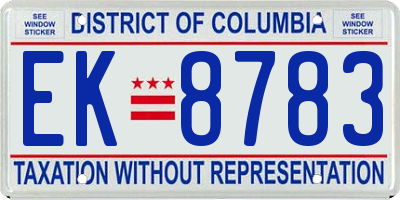 DC license plate EK8783