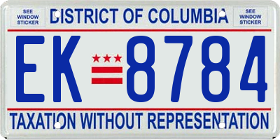 DC license plate EK8784