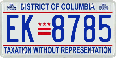 DC license plate EK8785