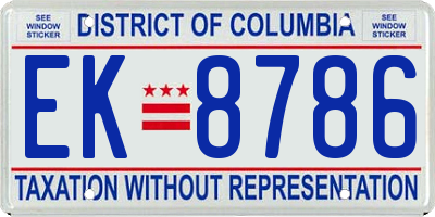 DC license plate EK8786