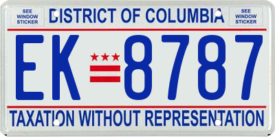 DC license plate EK8787