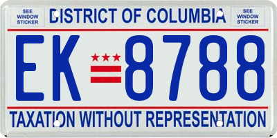 DC license plate EK8788