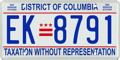 DC license plate EK8791