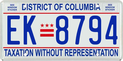 DC license plate EK8794