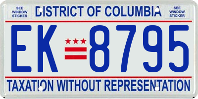 DC license plate EK8795