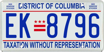 DC license plate EK8796