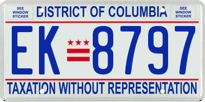 DC license plate EK8797